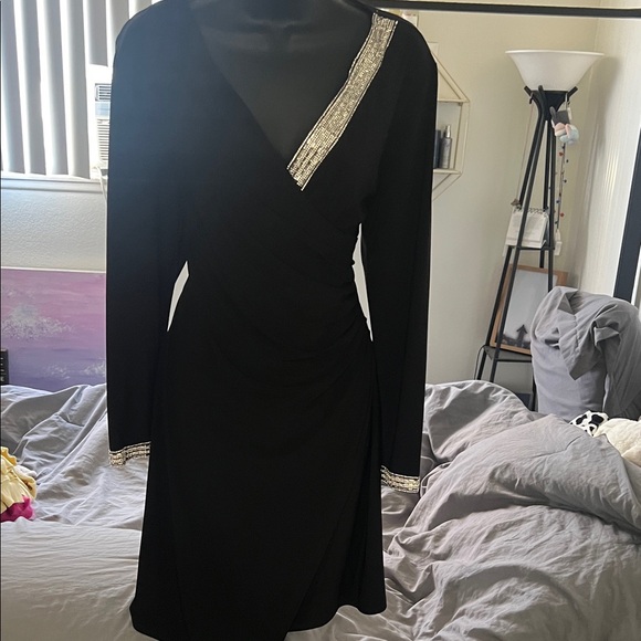 MSK Dresses & Skirts - MSK Black Dress with Silver Trim